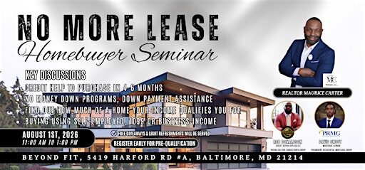 NO MORE LEASE HOMEBUYER SEMINAR