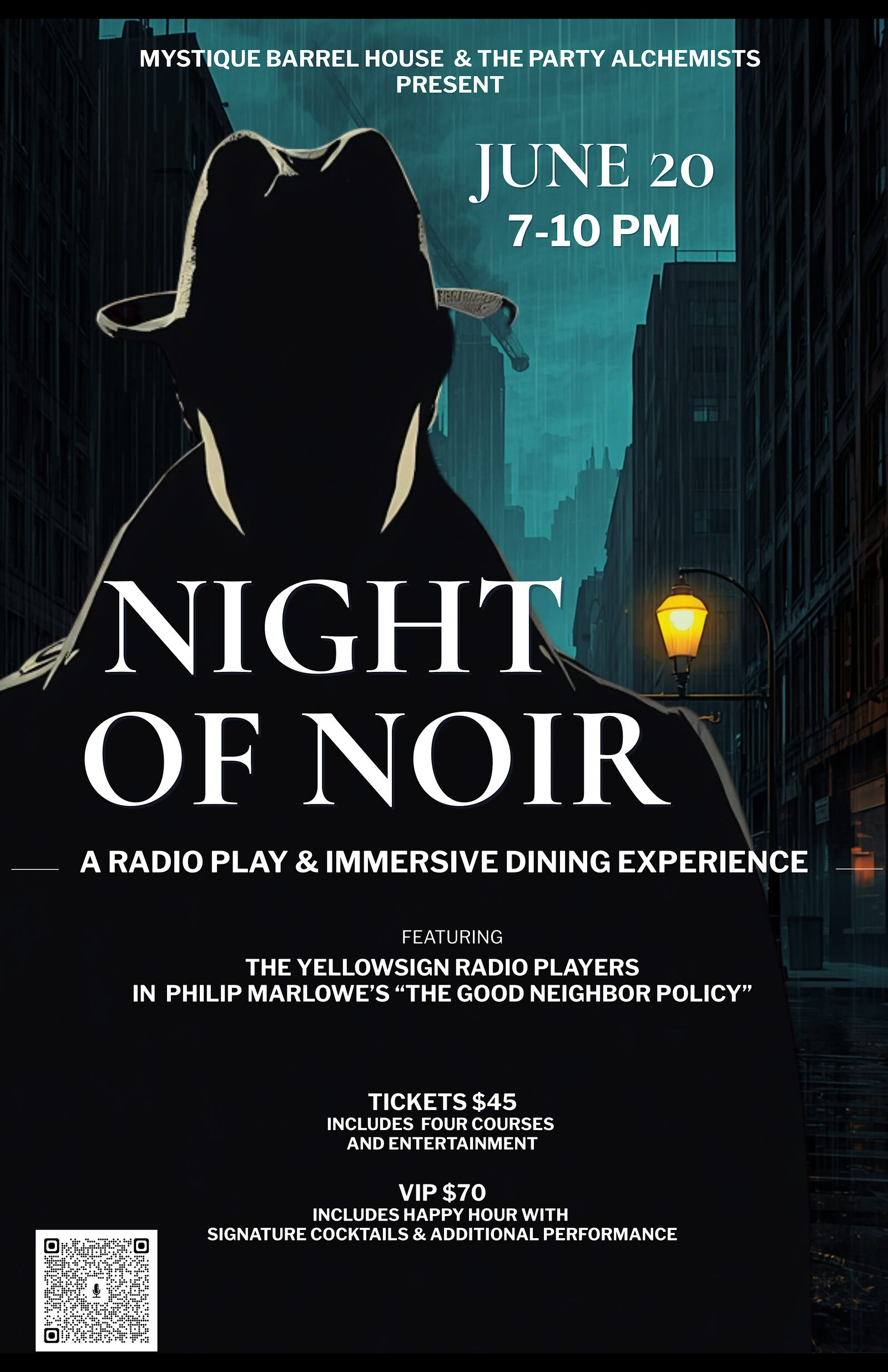 A Night of Noir: A radio play and immersive dining experience