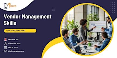 Vendor Management Skills: 1 Day Workshop in Baltimore, MD | Sep 29