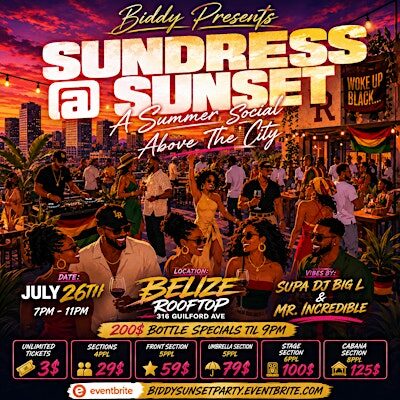Biddy Presents : RnB Party Sunset & Sundress at Belize Rooftop