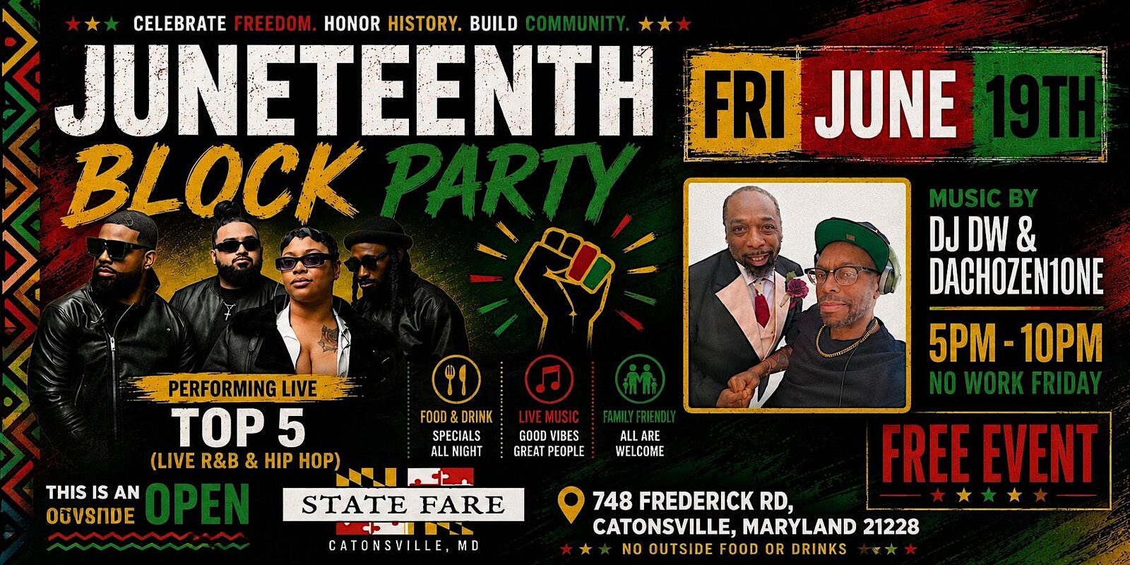 Juneteenth Block Party with Top 5 (Hip Hop & R&B)  Performing Live
