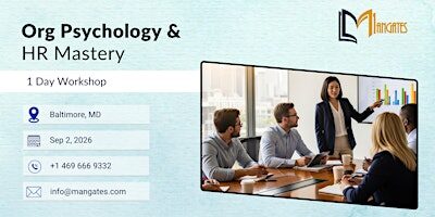 Org Psychology & HR Mastery: 1 Day Workshop in Baltimore, MD | Sep 2