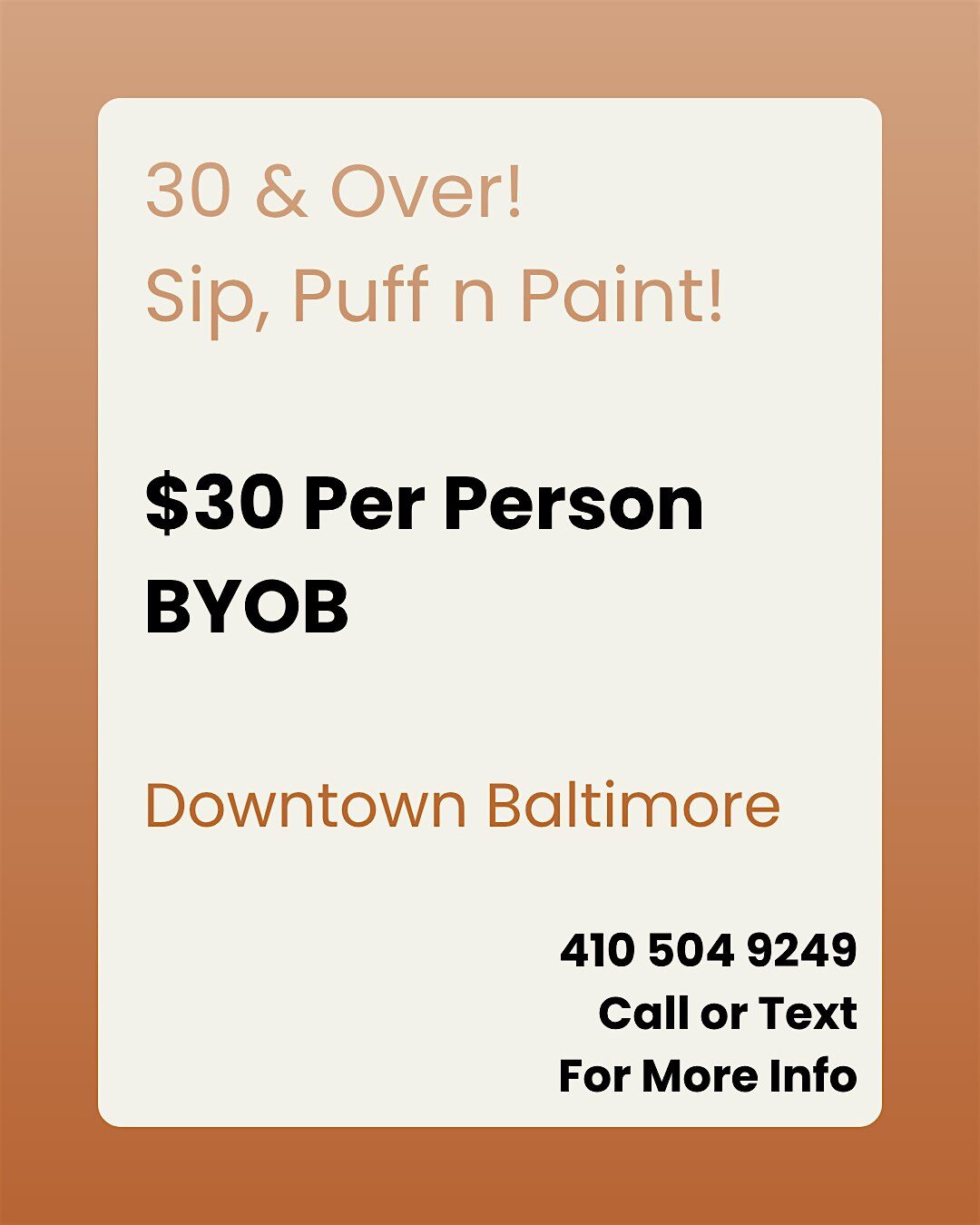 30 & Over! Sip, Puff n Paint @ Baltimore's BEST Art Gallery!!